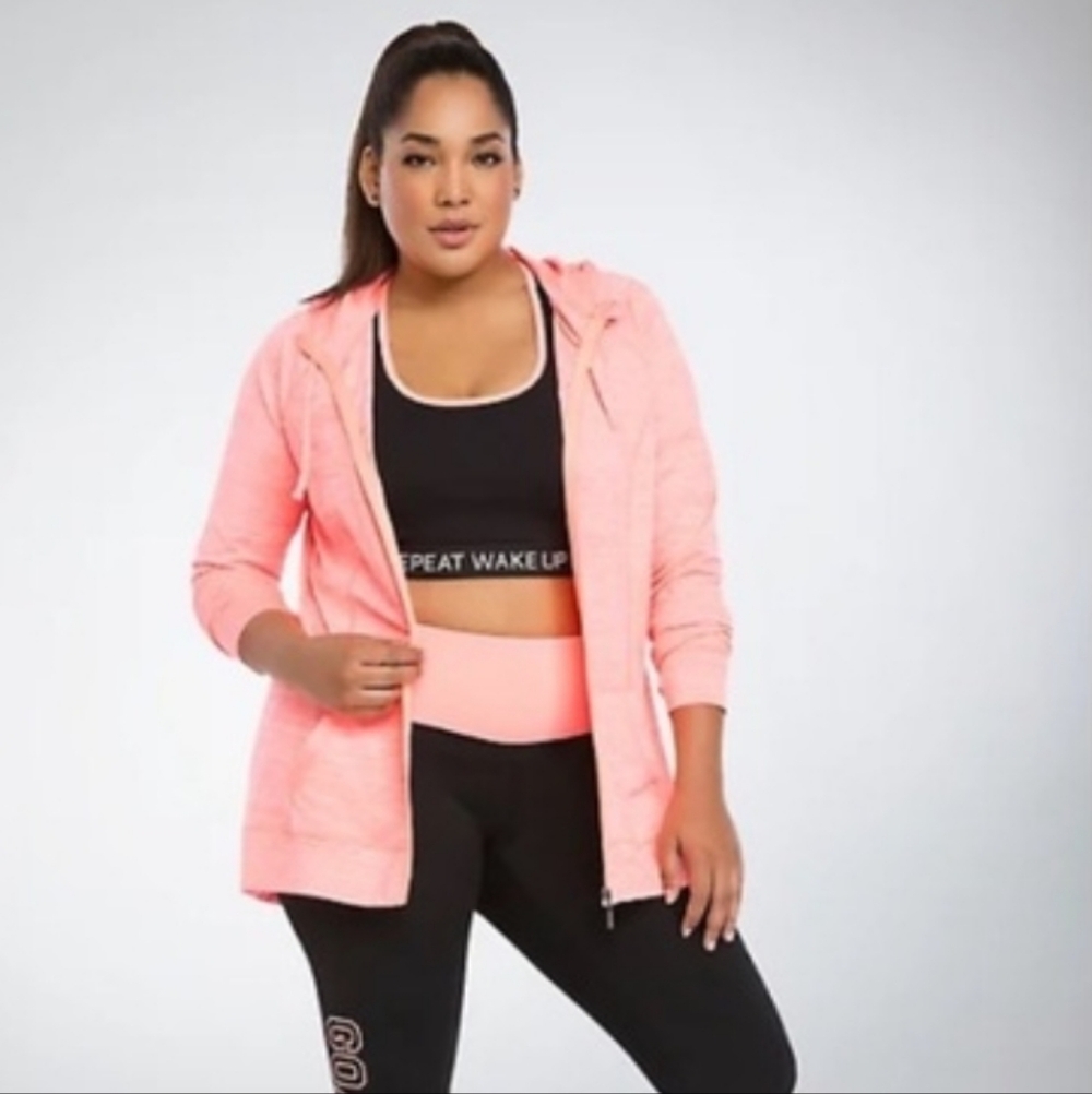 Torrid Pink Space Dye Active Full Zip Hoodie Jacket 3X